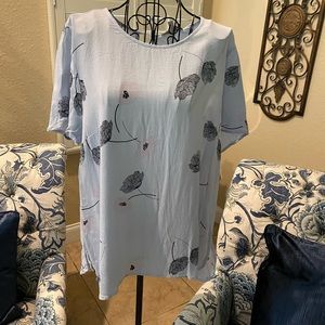 Pale sky crepe blouse